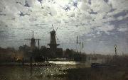Walter Moras Mondschein uber hollandischen Hafen oil painting reproduction